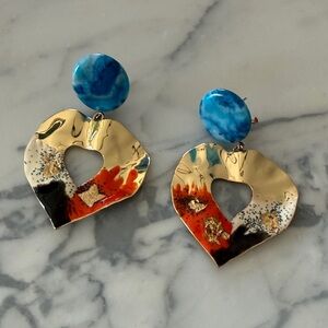 Rachel Comey Gold and Blue Artistic Earrings